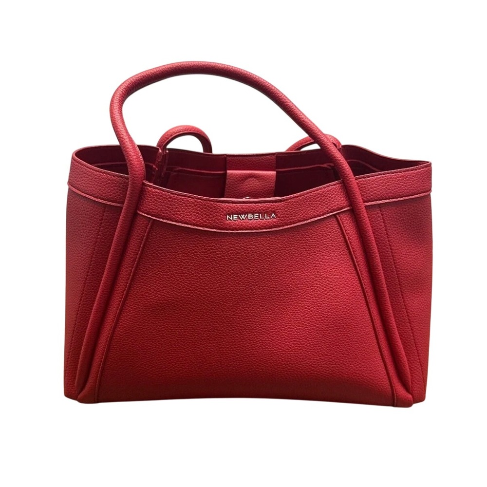 Newbella Red Pebbled Faux Leather Tote Bag with Removable Pouch Handbag